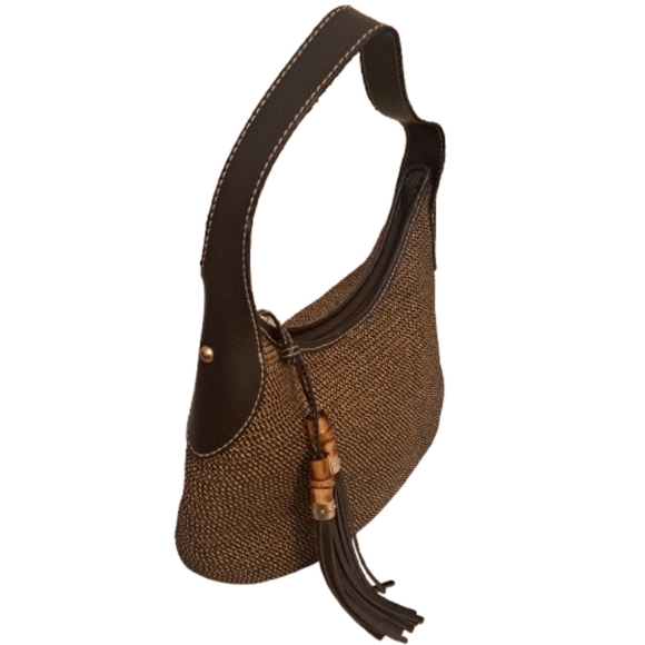 Talbots Handbags - Talbots Vintage Bamboo Tassle Raffia Shoulder Bag
